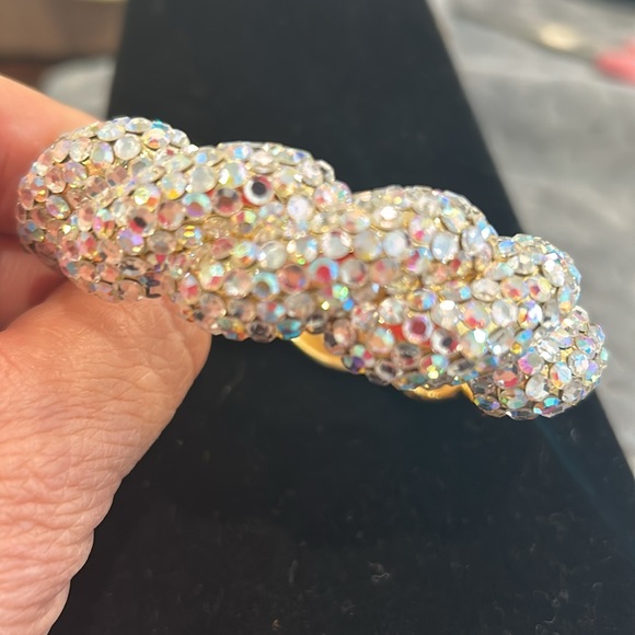 Aurora Borealis Crystal With Gold Rope Style Hinged Bracelet-boutique - Picture 9 of 12